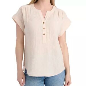 Cotton Pink Textured Blouse- Small